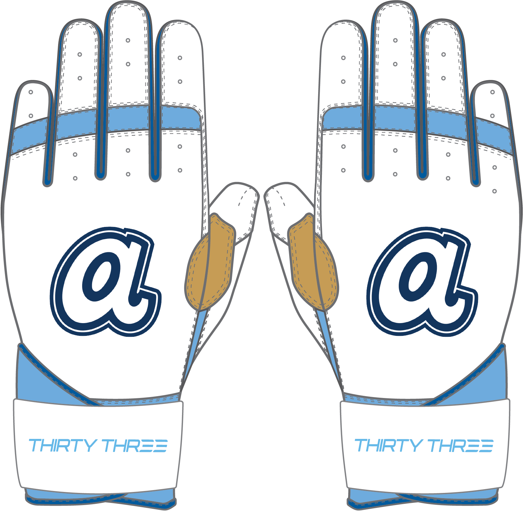 AGOURA HS LP PRO LONG CUFF WHITE - 33 GLOVE AND SUPPLY CO. - LONG CUFF LEATHER BATTING GLOVES