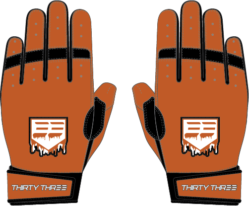 DIRTDOGS LP PRO SHORT CUFF GLOVES ORANGE/BLACK - 33 GLOVE AND SUPPLY CO. - SHORT CUFF LEATHER BATTING GLOVES