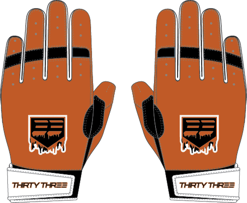 DIRTDOGS LP PRO SHORT CUFF GLOVES ORANGE/BLACKWHITE - 33 GLOVE AND SUPPLY CO. - SHORT CUFF LEATHER BATTING GLOVES