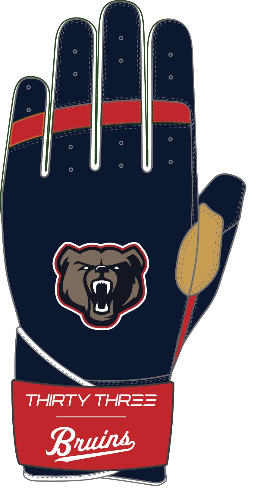 GOODLAND BRUINS LP PRO LONG CUFF GLOVES - 33 GLOVE AND SUPPLY CO. - LONG CUFF LEATHER BATTING GLOVES