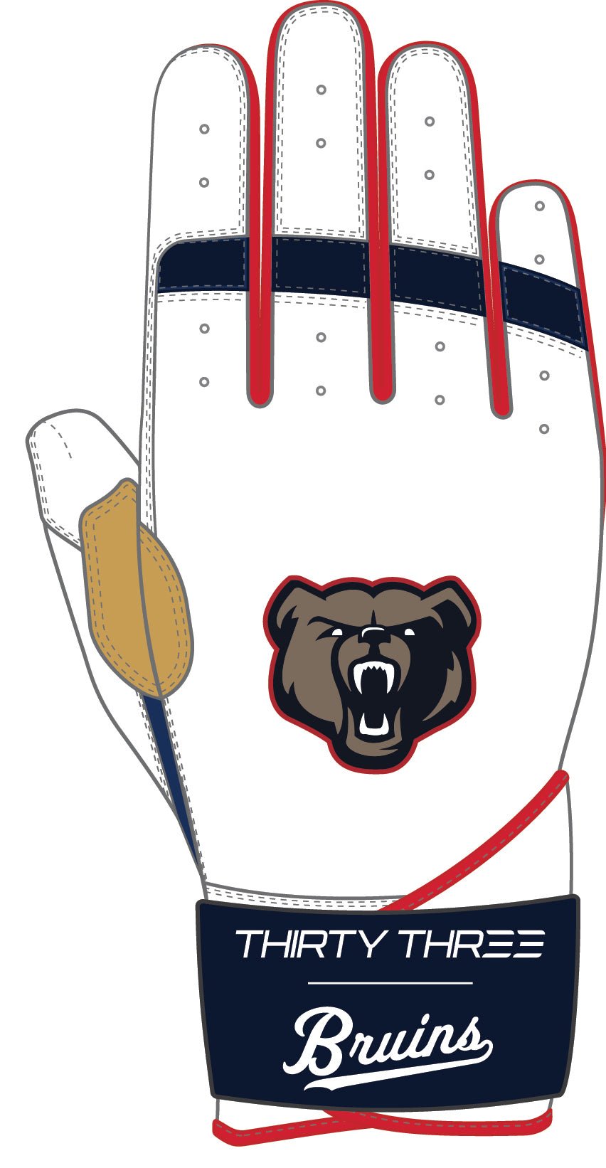 GOODLAND BRUINS LP PRO LONG CUFF GLOVES - 33 GLOVE AND SUPPLY CO. - LONG CUFF LEATHER BATTING GLOVES