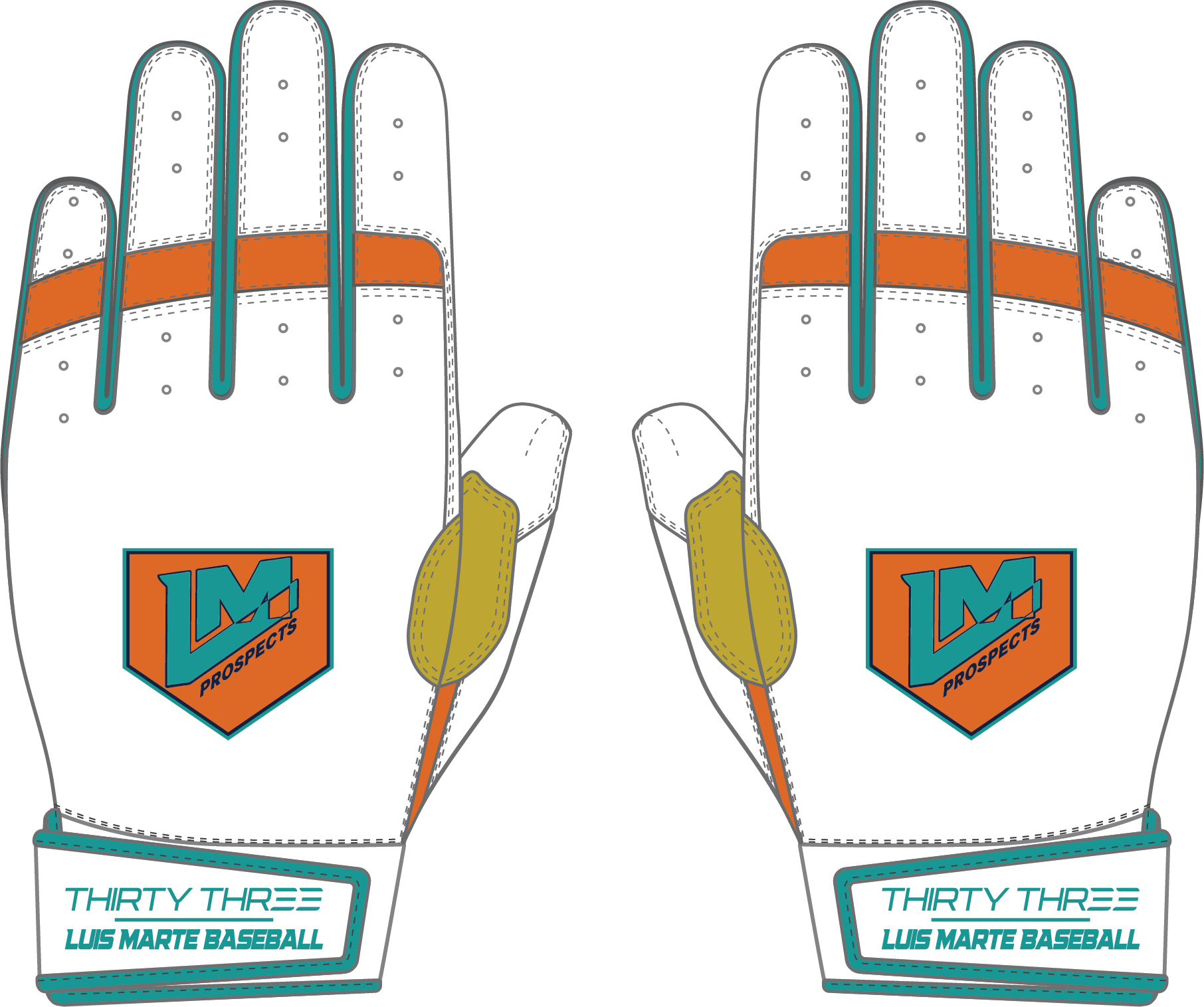 LMB LP PRO SHORT CUFF GLOVES - WHITE - 33 GLOVE AND SUPPLY CO. - SHORT CUFF LEATHER BATTING GLOVES