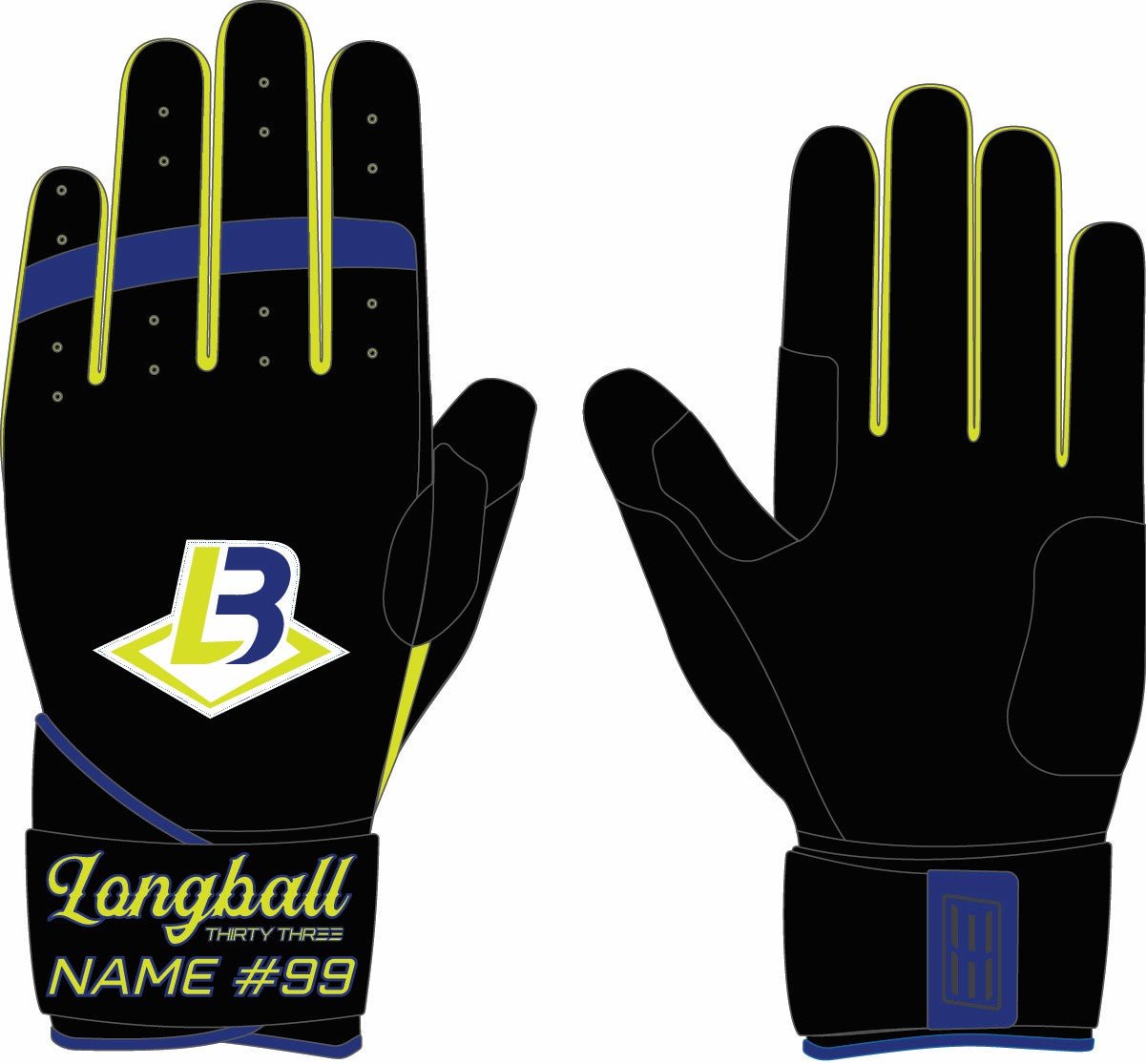 LONGBALL LP PRO LONG CUFF GLOVES - 33 GLOVE CO. - LONG CUFF LEATHER BATTING GLOVES