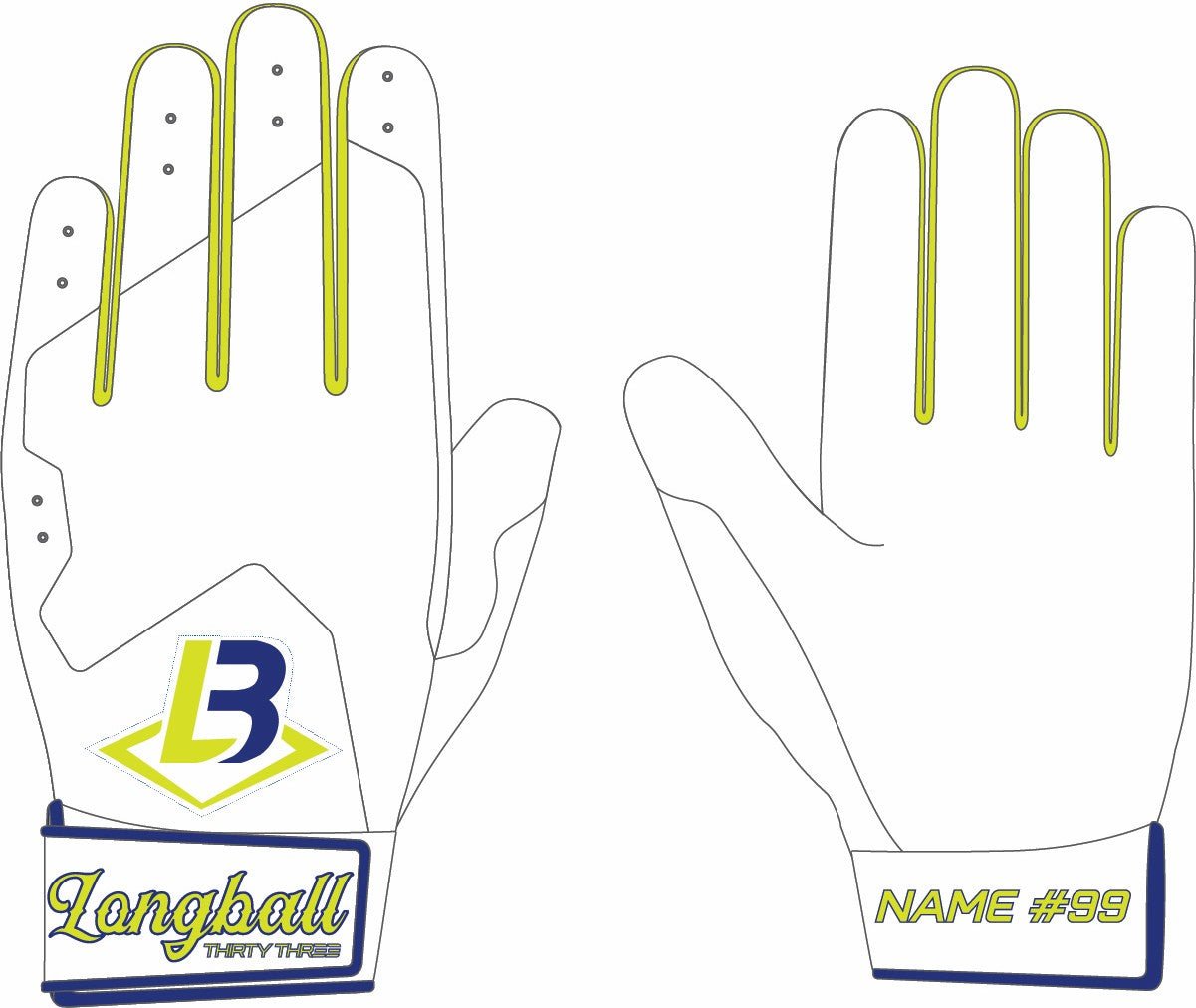 LONGBALL SL ELITE SHORT CUFF GLOVES - 33 GLOVE CO. - SHORT CUFF LEATHER BATTING GLOVES