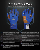 LP PRO LONG CUFF BATTING GLOVES - PREMIUM - CABRETTA LEATHER - DURABLE - BRUCE BOLT - BETTER PRICE