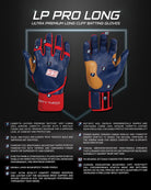 LP PRO LONG CUFF BATTING GLOVES - PREMIUM - CABRETTA LEATHER - DURABLE - BRUCE BOLT - BETTER PRICE