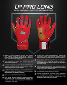 LP PRO LONG CUFF BATTING GLOVES - PREMIUM - CABRETTA LEATHER - DURABLE - BRUCE BOLT - BETTER PRICE