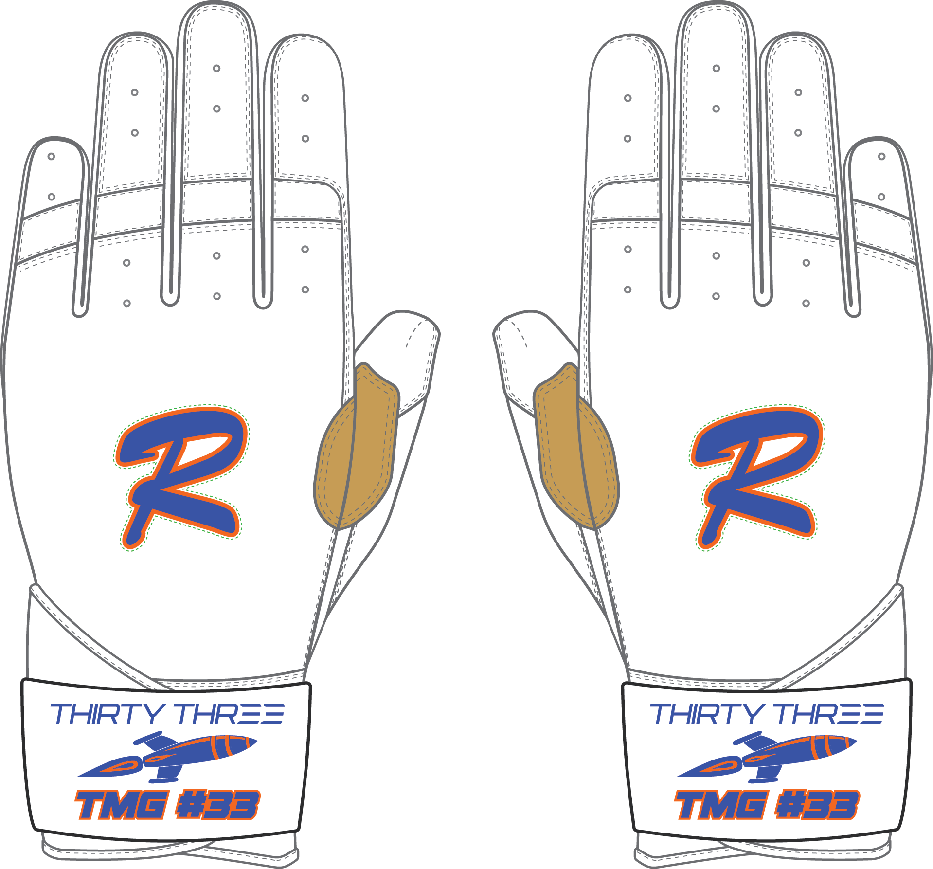 TMG 33 TRIBUTE LP PRO LONG CUFF GLOVE - 33 GLOVE AND SUPPLY CO. - LONG CUFF LEATHER BATTING GLOVES