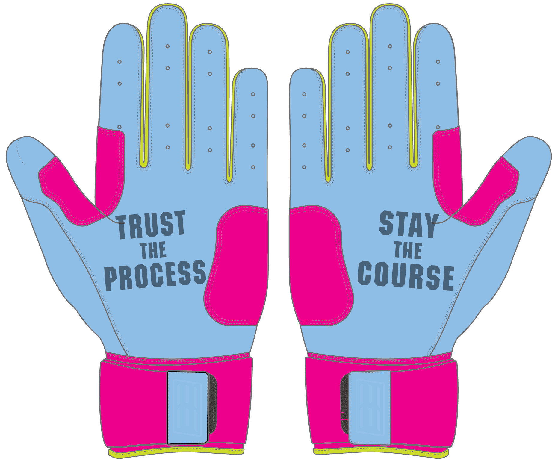WBA LP PRO LONG CUFF GLOVES - LIGHT BLUE/PINK - 33 GLOVE CO. - LONG CUFF LEATHER BATTING GLOVES