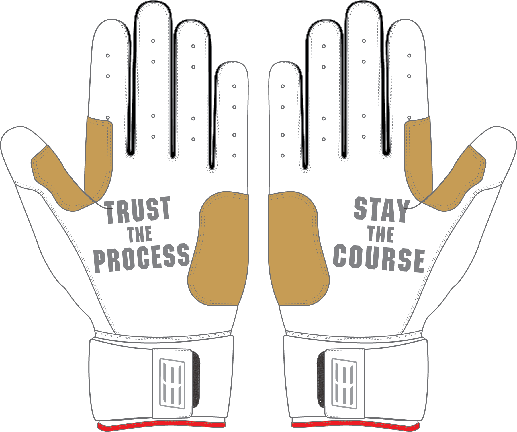 WBA LP PRO LONG CUFF GLOVES - WHITE/RED/BLACK - 33 GLOVE CO. - LONG CUFF LEATHER BATTING GLOVES