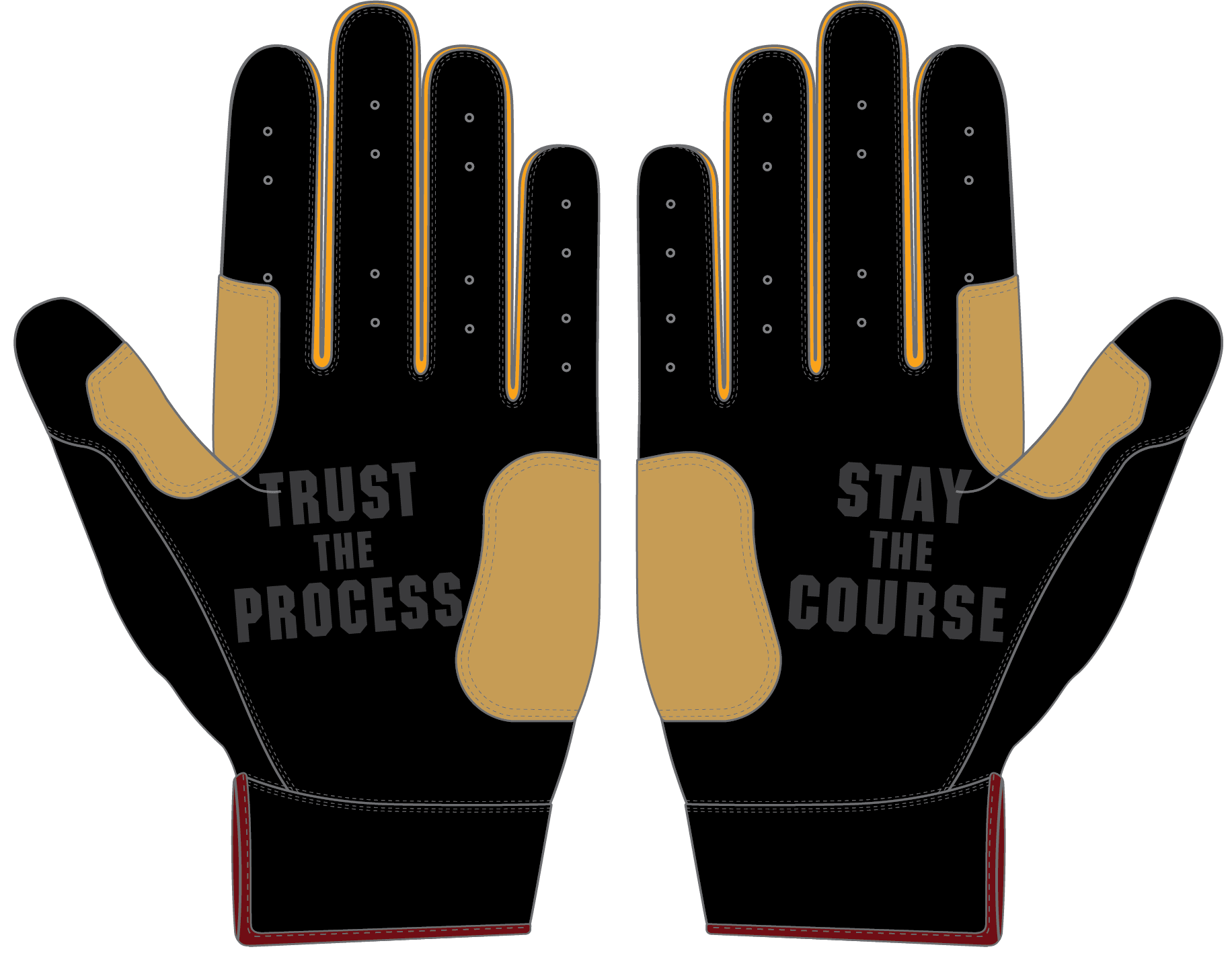 WBA LP PRO SHORT CUFF GLOVES - BLACK/GOLD - 33 GLOVE CO. - SHORT CUFF LEATHER BATTING GLOVES
