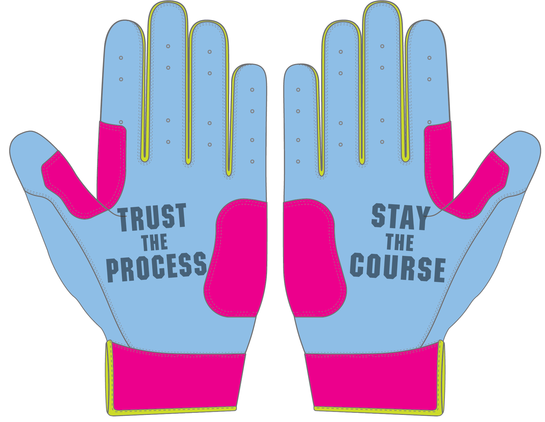 WBA LP PRO SHORT CUFF GLOVES - LIGHT BLUE/PINK - 33 GLOVE CO. - SHORT CUFF LEATHER BATTING GLOVES