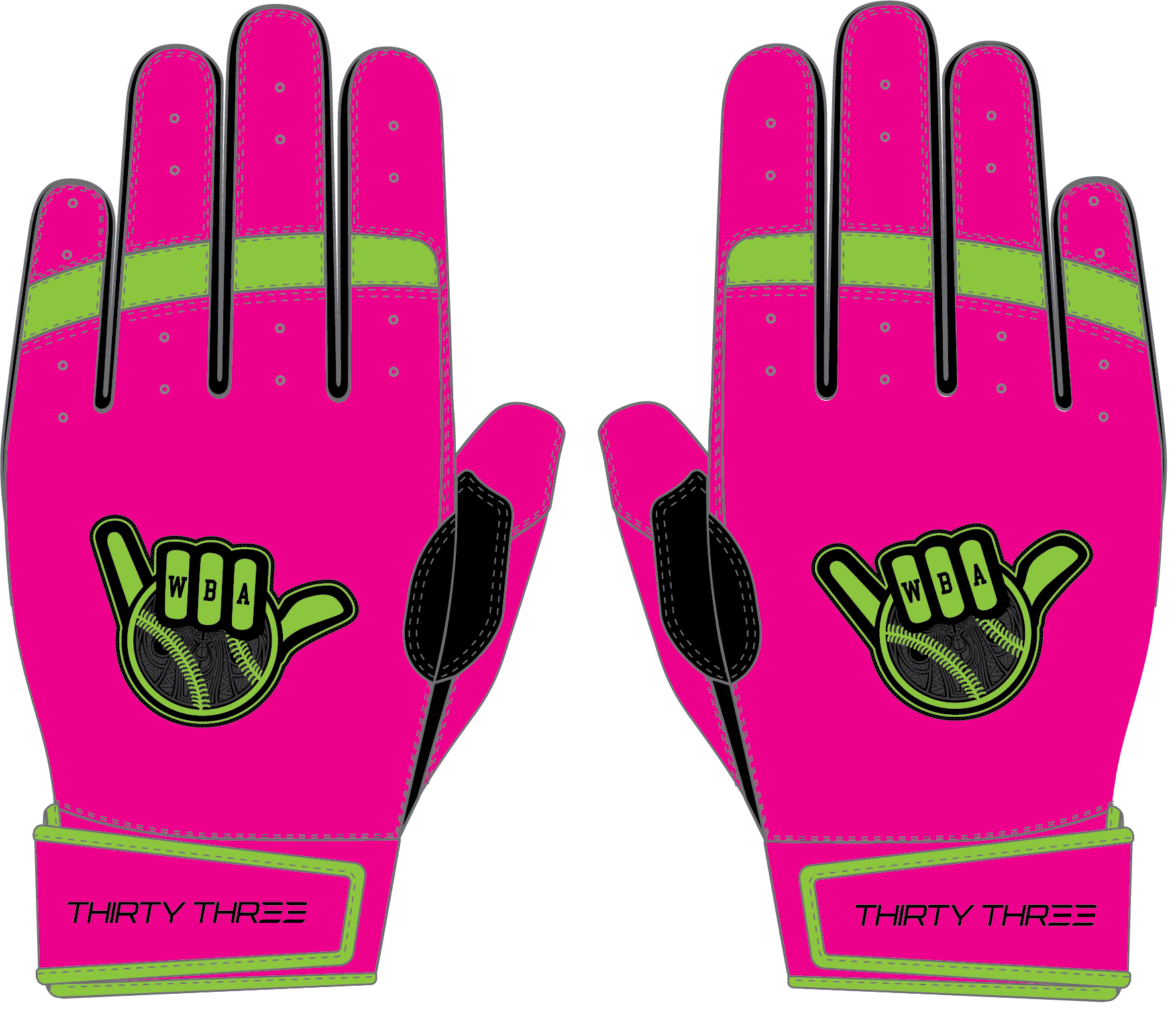 WBA LP PRO SHORT CUFF GLOVES - PINK - 33 GLOVE CO. - SHORT CUFF LEATHER BATTING GLOVES