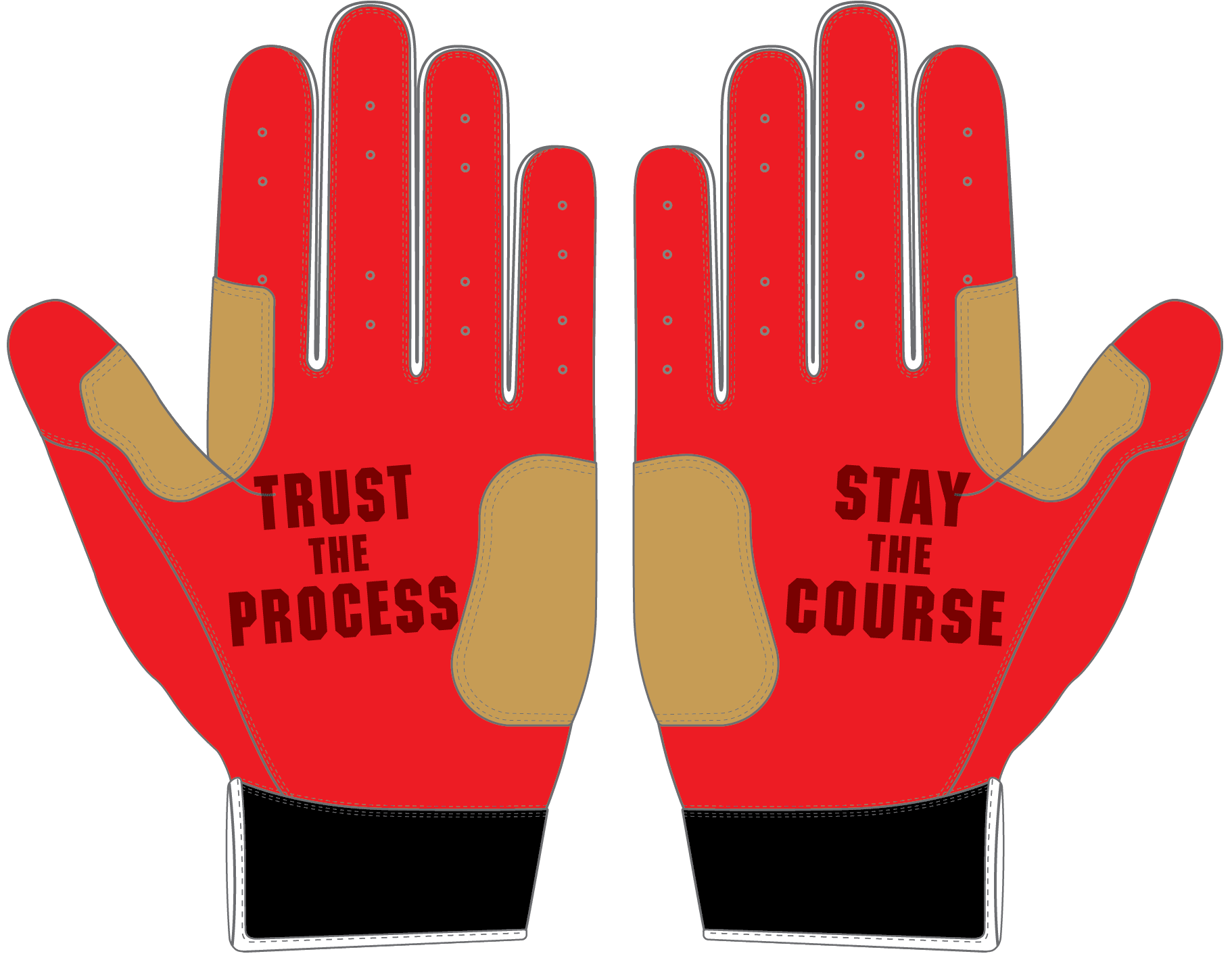 WBA LP PRO SHORT CUFF GLOVES - RED/WHITE/BLACK - 33 GLOVE CO. - SHORT CUFF LEATHER BATTING GLOVES