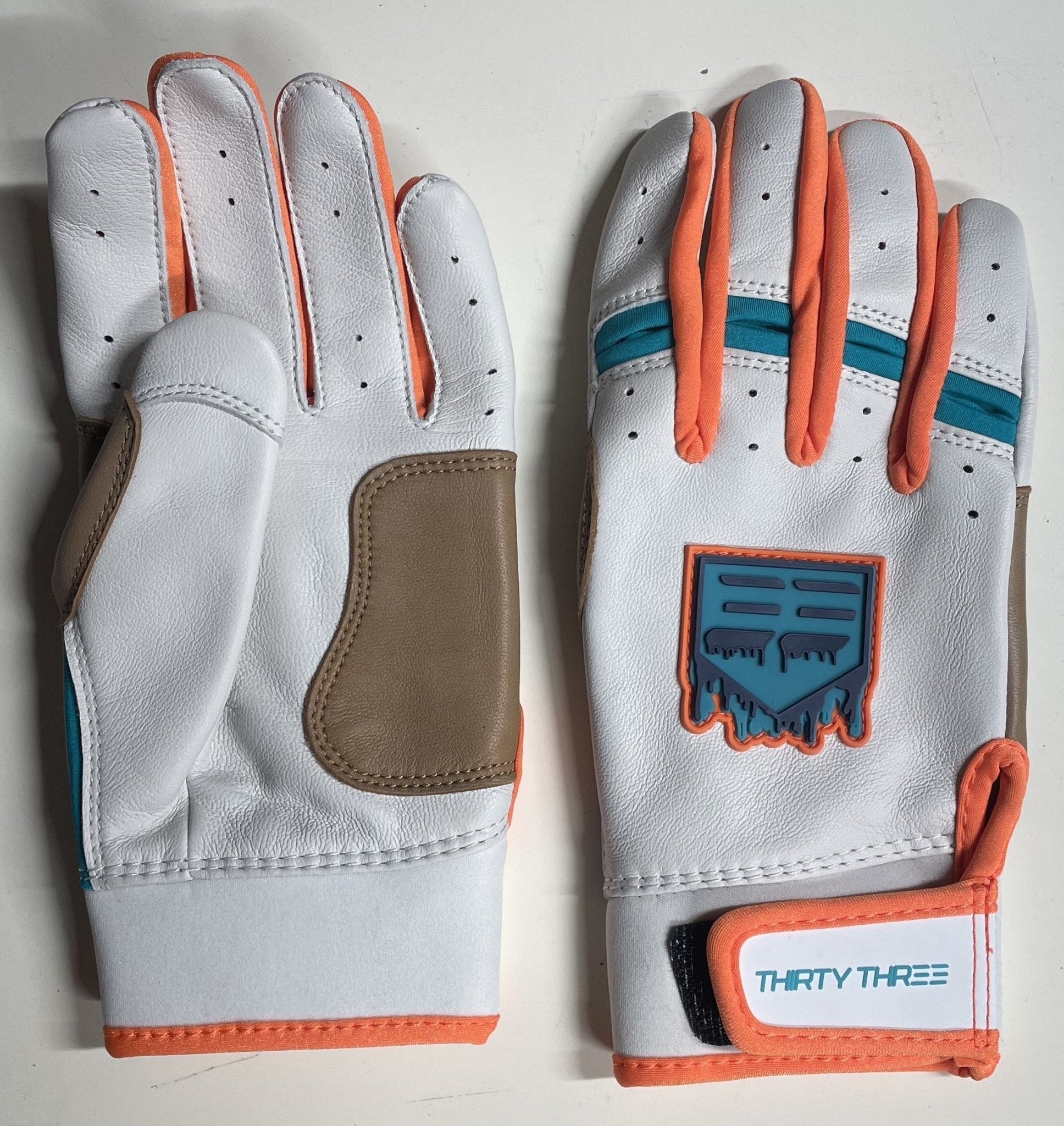 LMB LP PRO SHORT CUFF WHITE - 33 GLOVE AND SUPPLY CO. - SHORT CUFF LEATHER BATTING GLOVES