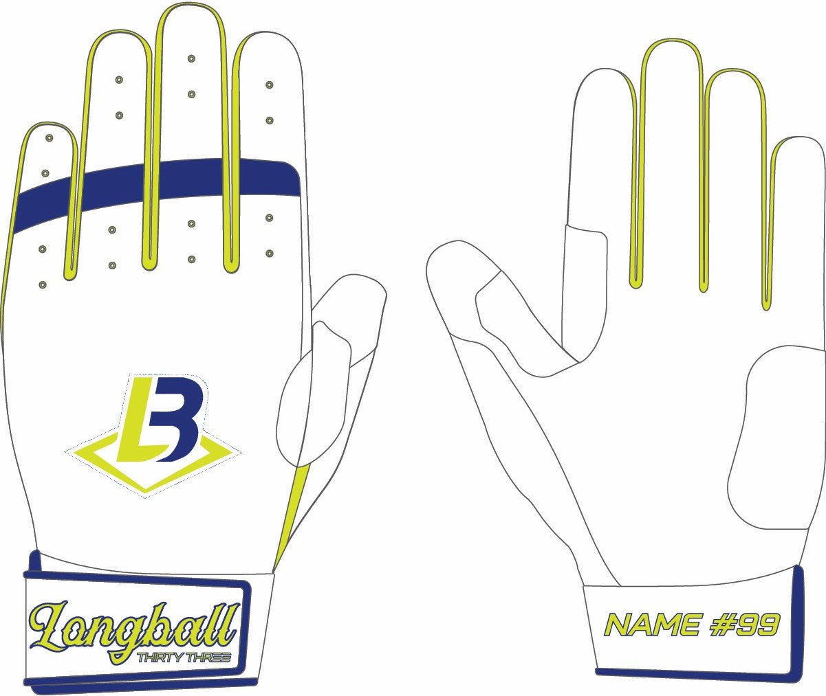 LONGBALL LP PRO SHORT CUFF GLOVES - 33 GLOVE CO. - SHORT CUFF LEATHER BATTING GLOVES