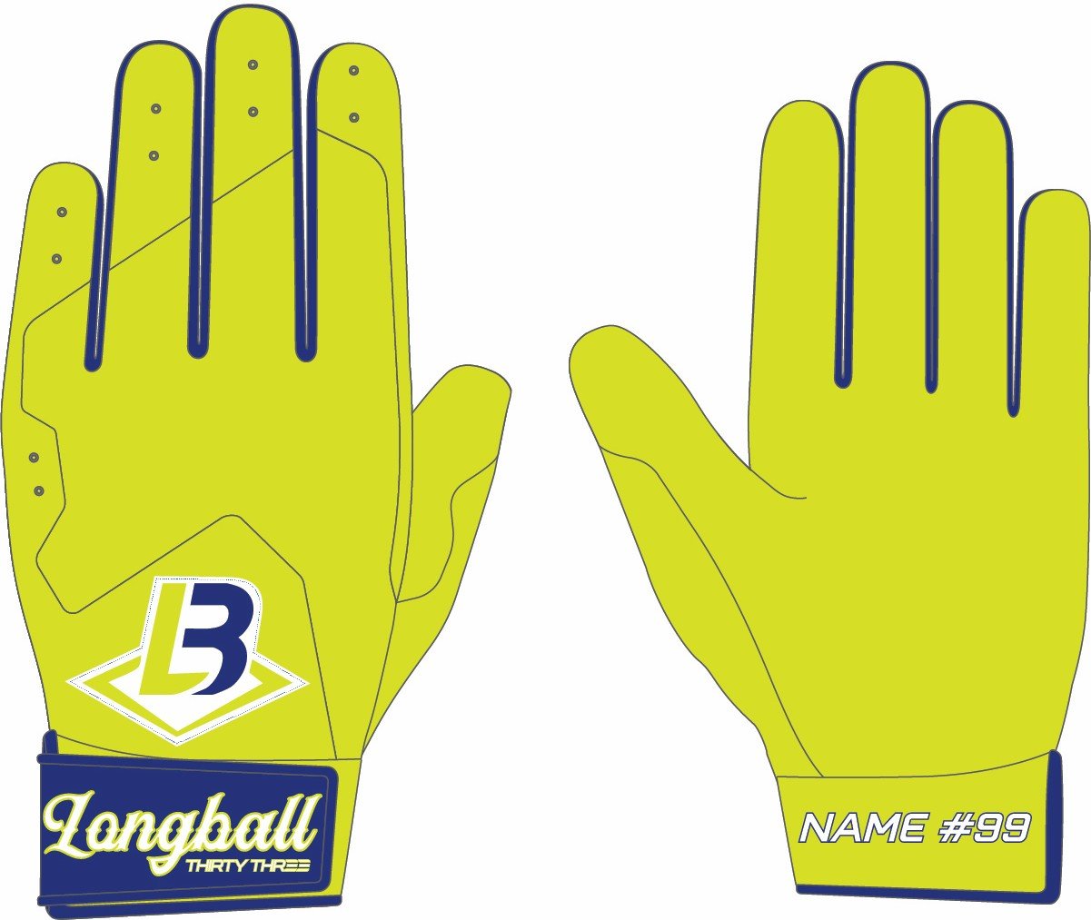 LONGBALL SL ELITE SHORT CUFF GLOVES - 33 GLOVE CO. - SHORT CUFF LEATHER BATTING GLOVES