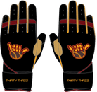 WBA LP PRO LONG CUFF GLOVES - BLACK/GOLD - 33 GLOVE CO. - LONG CUFF LEATHER BATTING GLOVES