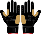 WBA LP PRO LONG CUFF GLOVES - BLACK/RED/WHITE - 33 GLOVE CO. - LONG CUFF LEATHER BATTING GLOVES
