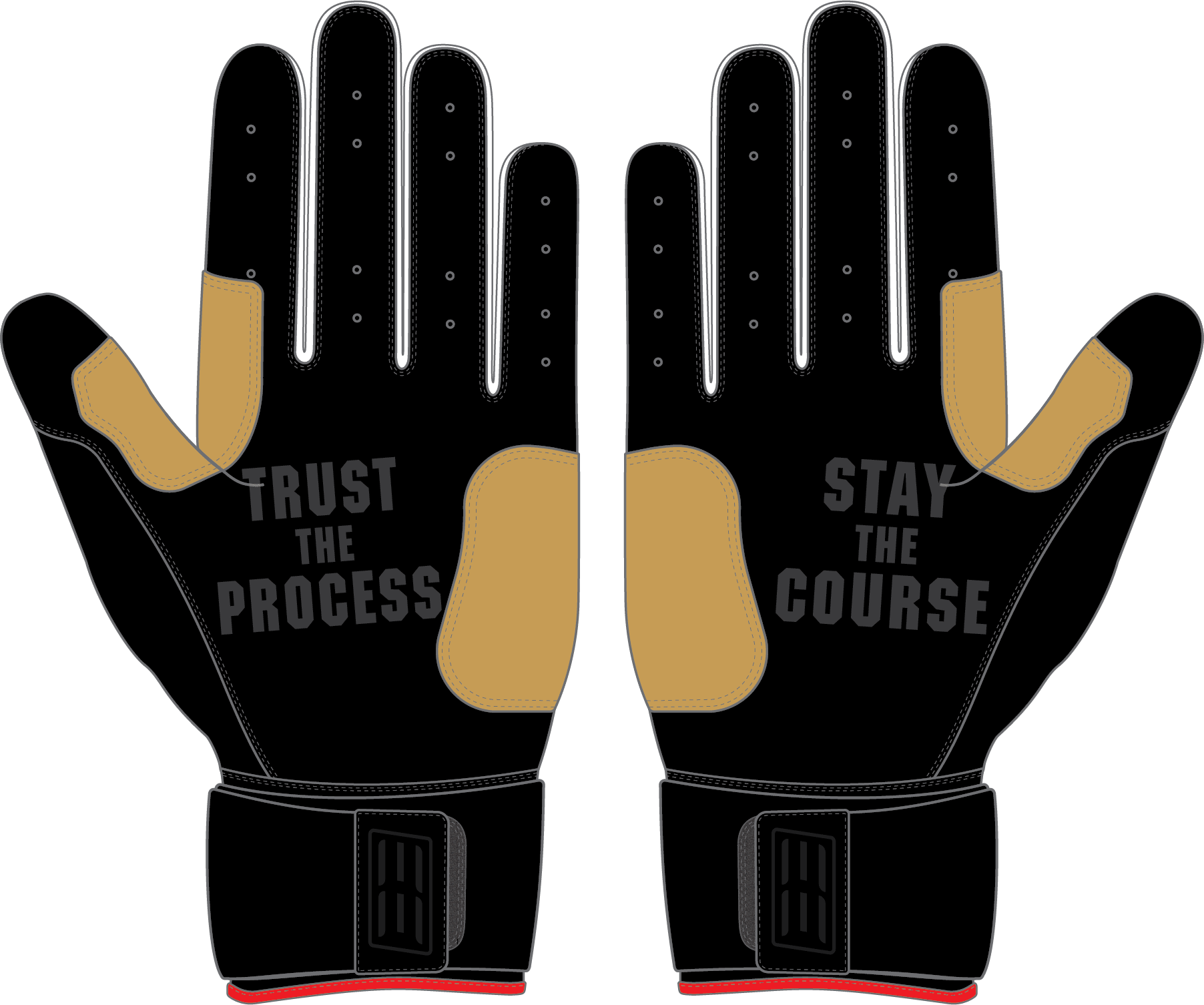 WBA LP PRO LONG CUFF GLOVES - BLACK/RED/WHITE - 33 GLOVE CO. - LONG CUFF LEATHER BATTING GLOVES