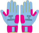 WBA LP PRO LONG CUFF GLOVES - LIGHT BLUE/PINK - 33 GLOVE CO. - LONG CUFF LEATHER BATTING GLOVES