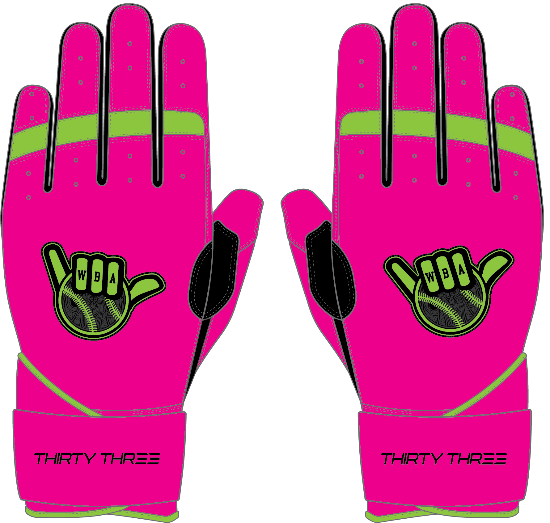 WBA LP PRO LONG CUFF GLOVES - PINK - 33 GLOVE CO. - LONG CUFF LEATHER BATTING GLOVES