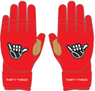 WBA LP PRO LONG CUFF GLOVES - RED - 33 GLOVE CO. - LONG CUFF LEATHER BATTING GLOVES