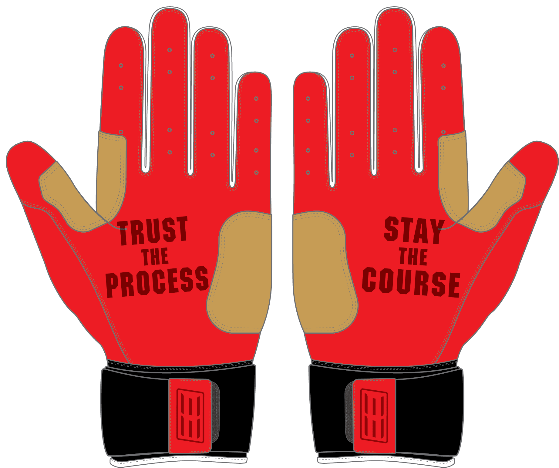 WBA LP PRO LONG CUFF GLOVES - RED/WHITE/BLACK - 33 GLOVE CO. - LONG CUFF LEATHER BATTING GLOVES