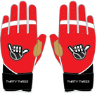 WBA LP PRO LONG CUFF GLOVES - RED/WHITE/BLACK - 33 GLOVE CO. - LONG CUFF LEATHER BATTING GLOVES