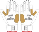WBA LP PRO LONG CUFF GLOVES - WHITE/RED/BLACK - 33 GLOVE CO. - LONG CUFF LEATHER BATTING GLOVES