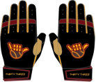 WBA LP PRO SHORT CUFF GLOVES - BLACK/GOLD - 33 GLOVE CO. - SHORT CUFF LEATHER BATTING GLOVES