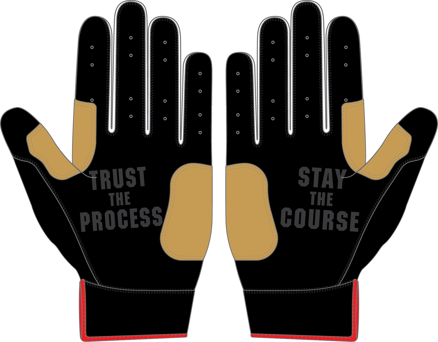 WBA LP PRO SHORT CUFF GLOVES - BLACK/RED/WHITE - 33 GLOVE CO. - SHORT CUFF LEATHER BATTING GLOVES