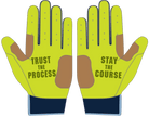 WBA LP PRO SHORT CUFF GLOVES - HIGHLIGHTER/LIGHT BLUE/NAVY - 33 GLOVE CO. - SHORT CUFF LEATHER BATTING GLOVES