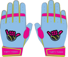 WBA LP PRO SHORT CUFF GLOVES - LIGHT BLUE/PINK - 33 GLOVE CO. - SHORT CUFF LEATHER BATTING GLOVES