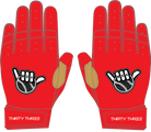 WBA LP PRO SHORT CUFF GLOVES - RED - 33 GLOVE CO. - SHORT CUFF LEATHER BATTING GLOVES