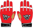 WBA LP PRO SHORT CUFF GLOVES - RED/WHITE/BLACK - 33 GLOVE CO. - SHORT CUFF LEATHER BATTING GLOVES