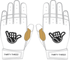WBA LP PRO SHORT CUFF GLOVES - WHITE - 33 GLOVE CO. - SHORT CUFF LEATHER BATTING GLOVES
