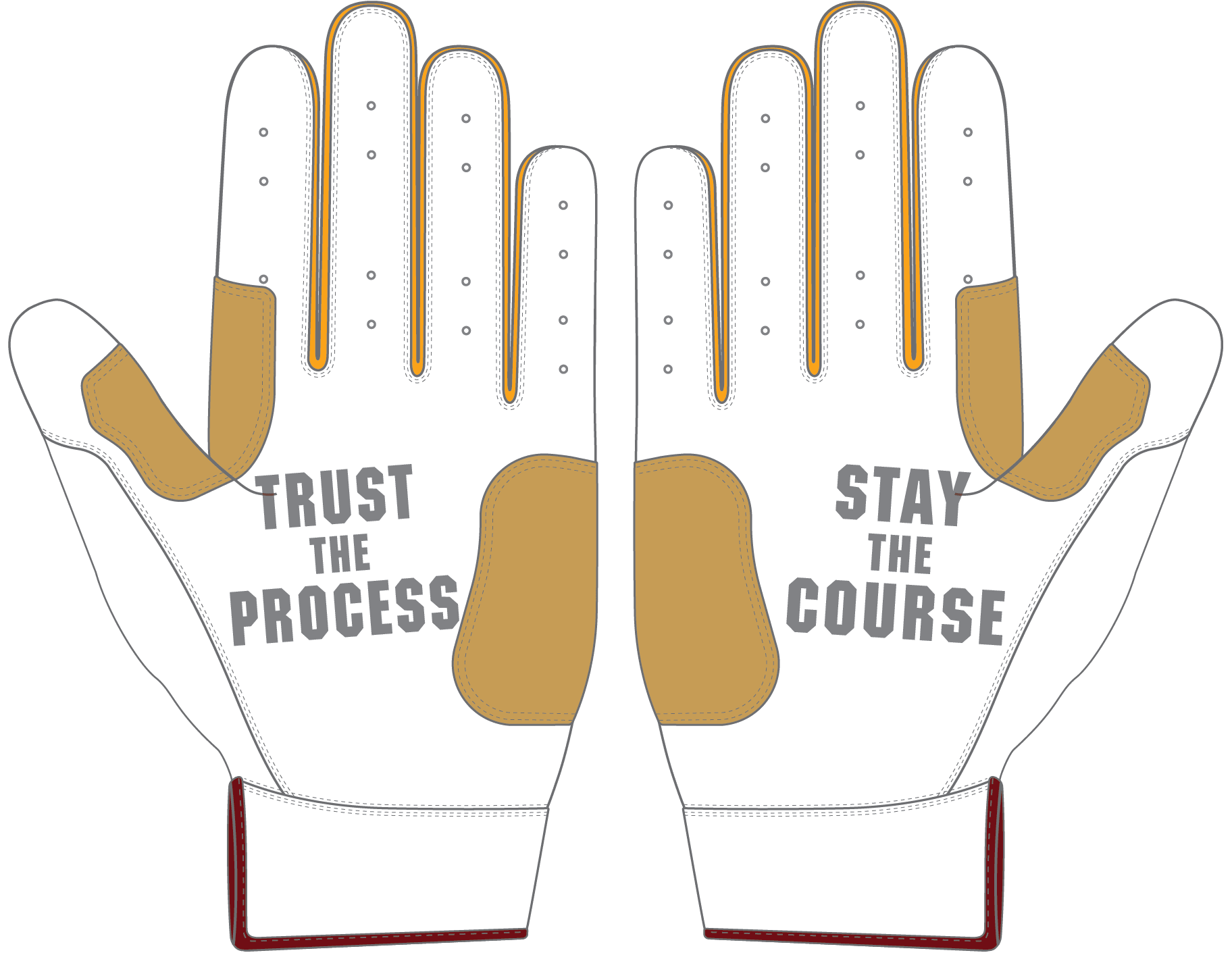 WBA LP PRO SHORT CUFF GLOVES - WHITE/GOLD - 33 GLOVE CO. - SHORT CUFF LEATHER BATTING GLOVES