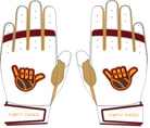WBA LP PRO SHORT CUFF GLOVES - WHITE/GOLD - 33 GLOVE CO. - SHORT CUFF LEATHER BATTING GLOVES
