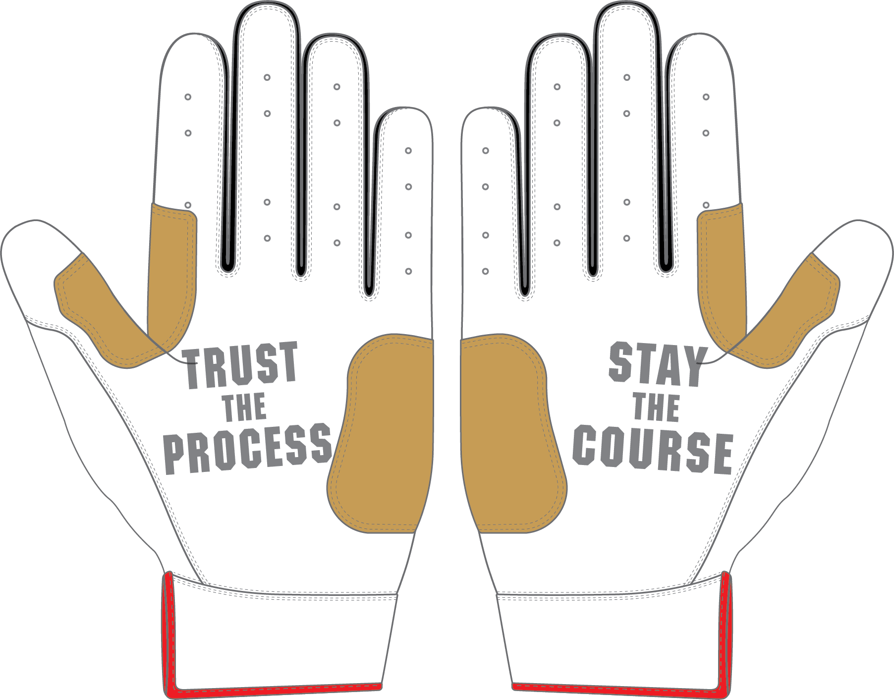 WBA LP PRO SHORT CUFF GLOVES - WHITE/RED/BLACK - 33 GLOVE CO. - SHORT CUFF LEATHER BATTING GLOVES